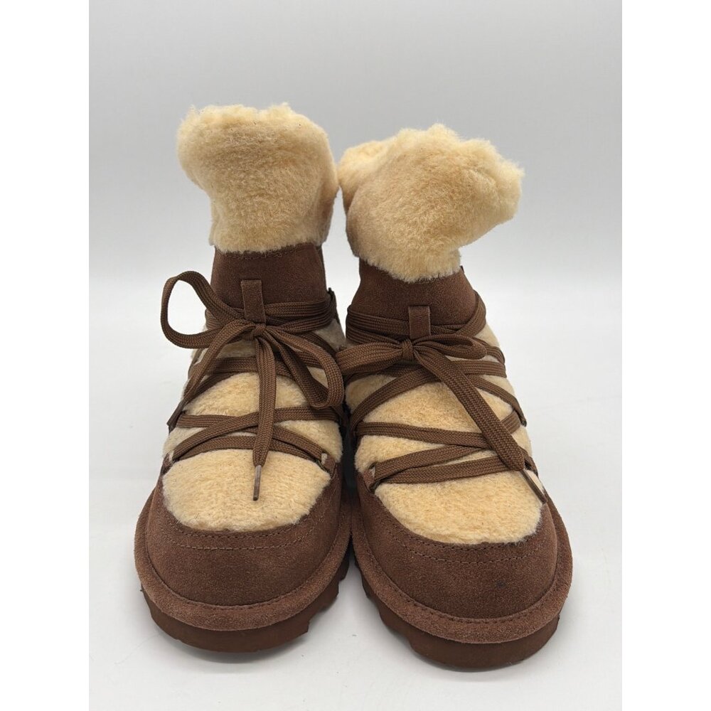 Bearpaw Womens Size 7 Brown & Cream Suede & Fleece Winter Boots